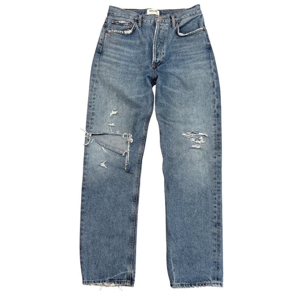 Agolde 90s Pinch Waist Organic Cotton High Rise Straight Fit Light Wash Denim Je